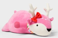 Holiday Pink Deer Weighted Plush Kids' Throw Pillow- Pillowfort 2025