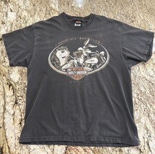 Vintage 2002 Harley Davidson Warner Bros Taz Wile E. Coyote Biker Black T-shirt