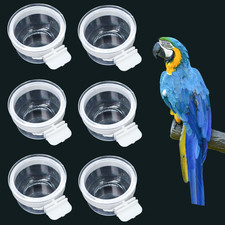 6 Pcs Small Bird Plastic Food Cup, Parrot Feeders Water Cage Bowls Convenient...