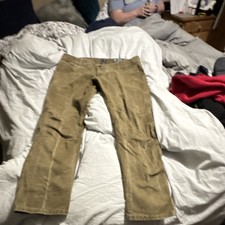 K HL Men's Brown Canvas Pants Regular Fit Button Zip 5-Pocket Casual