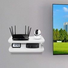 Wall Mounted Wifi Router Holder Storage Living Room Top Rack Set-Top Box Shelf