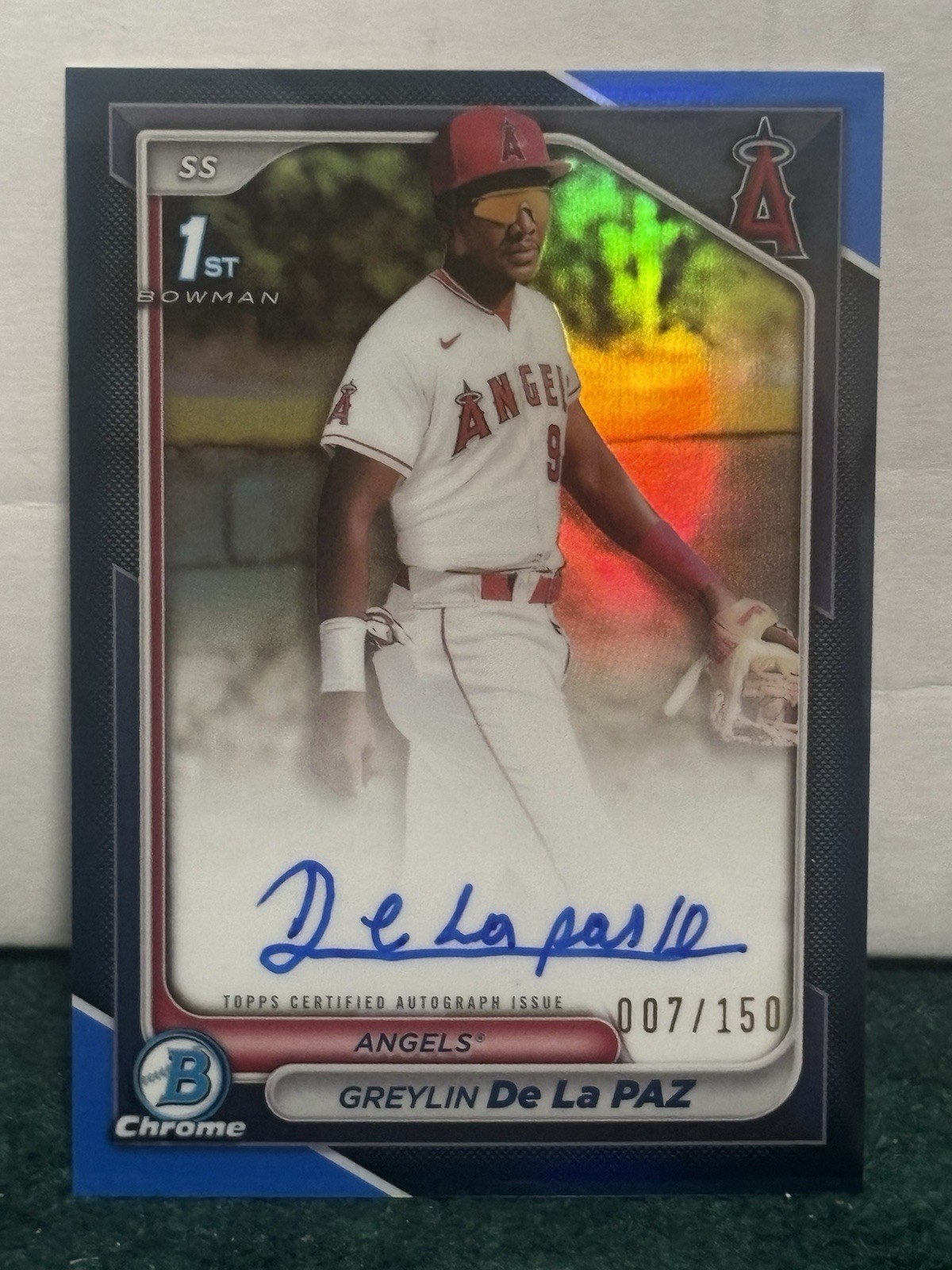 2024 Bowman Chrome Greylin De La Paz 1st Bowman Blue Refractor Auto /150