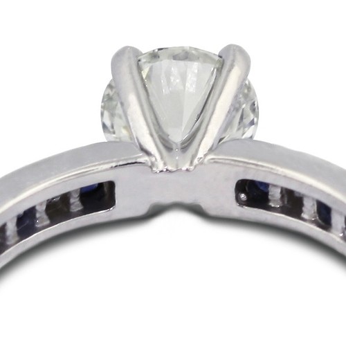0.93ct D/VS2 Round Natural Certified Diamonds White Gold Classic Side Stone Ring - Picture 16 of 21
