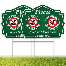 2 Pack No Peeing and No Pooping Dog Sign, Please Be Respectful Keep Off The G...