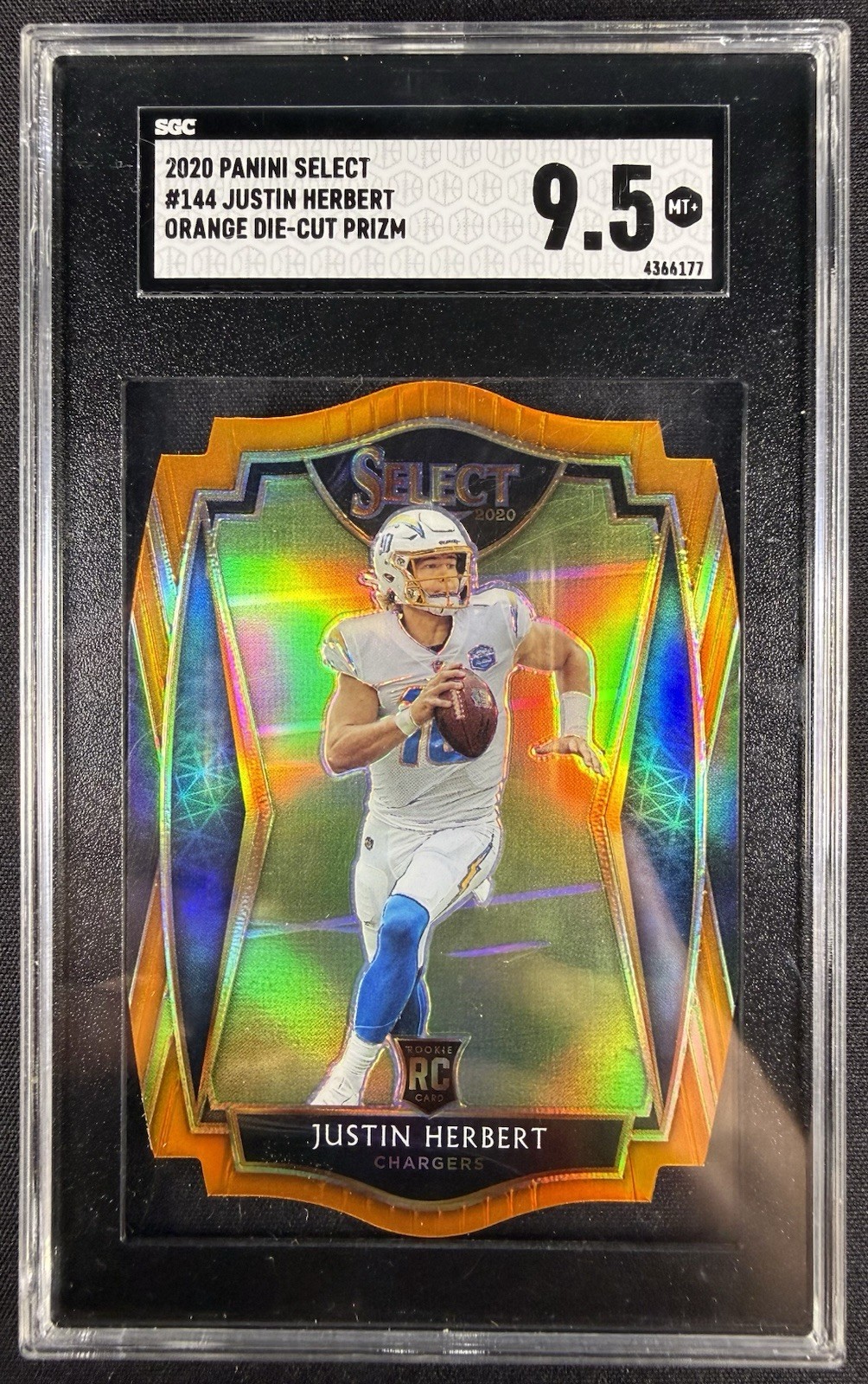 2020 Panini Select Justin Herbert Orange Die Cut Rookie Prizm #144 SGC 9.5