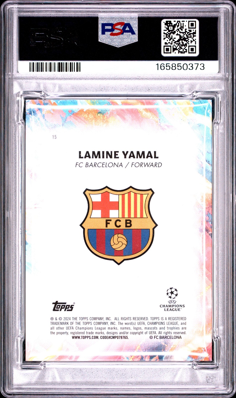 2023-24 TOPPS INCEPTION UCC BLUE #15 LAMINE YAMAL ROOKIE RC 2/49 PSA 8 view 2