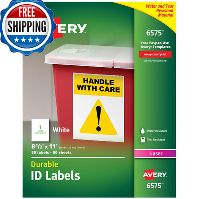 Avery Durable White Cover Up ID Labels Laser Printers 8.5x11 Pack of 50
