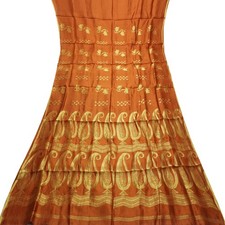 Namaste Vintage Rust Sarees 100 Pure Silk Woven Indian Sari 5YD Craft Fabric