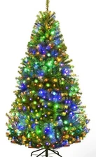 Goplus 6ft Pre-Lit Hinged Christmas Tree 350 LED Multicolor Lights Full Spruce