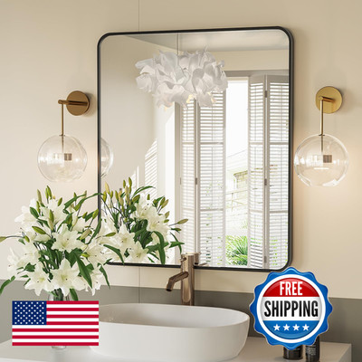 Obestik 24X28 Black Rectangle Bathroom Mirrors For Over Sink Bathroom Vanity