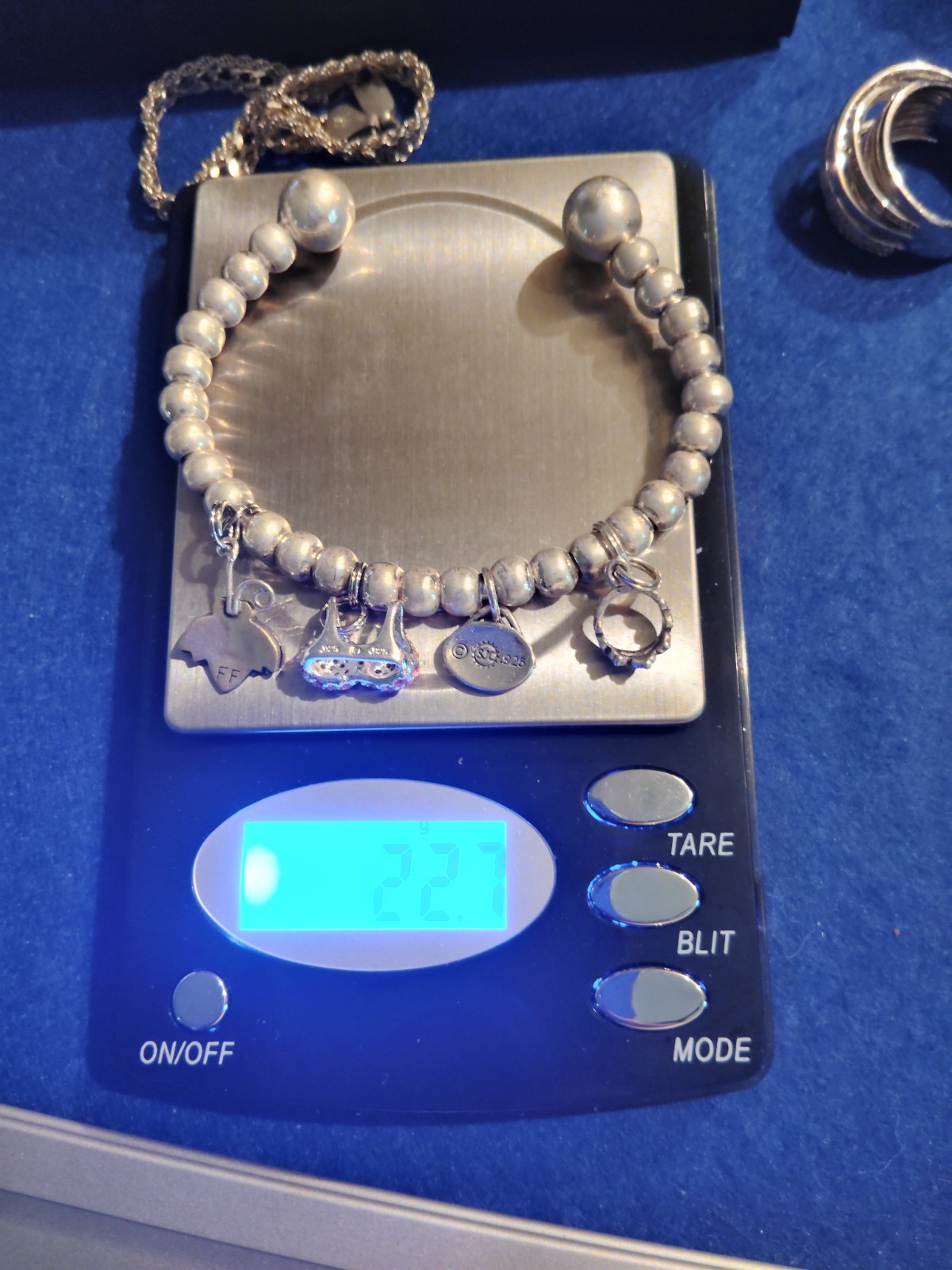 Very Nice Solid Sterling Silver Beaded Cuff Brace… - image 2