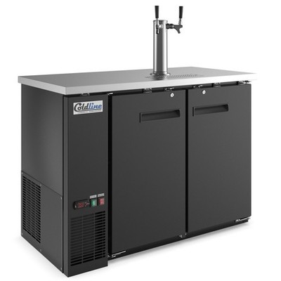 48'' 2-Tap Black Refrigerated Beer Dispenser   Kegerator (2) 1/2 Keg Capacity