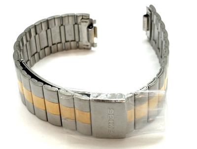 NOS VTG SEIKO Two Tone Watch Bracelet 5420-6120 Stainless Steel 18mm Deployment