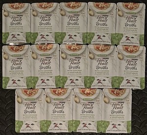 Purina Fancy Feast Broths with Chicken & Vegetables, Pack of 14