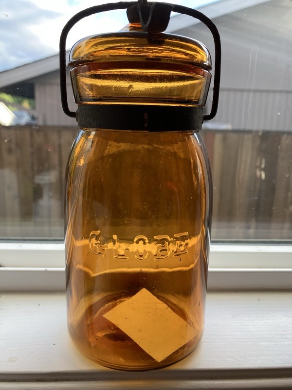 Globe Amber Pint Mason Fruit Jar Beautiful Vintage Antique