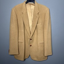 Vintage Beige 100 Camel Hair Sport coat suit jacket blazer 46R 2 Button Sports