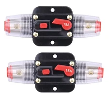 ZOOKOTO 2 Pcs 12V-24V DC Fuse Holder 15A,Inline Circuit Breaker 15A with Rese...