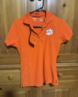 Antigua Clemson Tigers Women's XS Orange/White Short Sleeve Polo Shirt Paw Logo