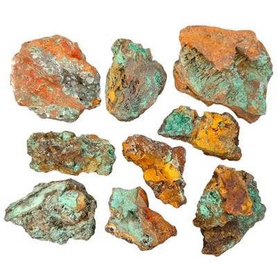 2 lbs Rosasite Conichalcite Calcite 9 Pcs Rare Mineral Specimen