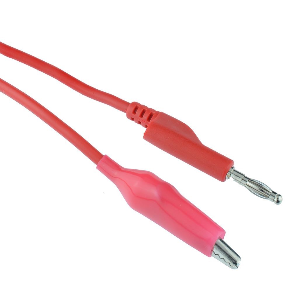 Red 4mm Stackable Banana Plug to Alligator Crocodile Clip Test Lead 500mm