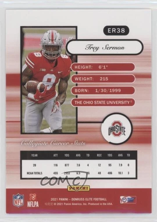 2021 Panini Donruss Elite 2001 Elite Rookies Trey Sermon #ER38 RC - Image 2 of 2