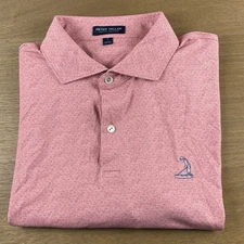 Peter Millar Crown Crafted Polo Shirt L Martini AOP Golf Pinehurst Putter Boy