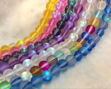 Multicolor 6/8/10/12mm Gleamy Rainbow Moonstone Round Gems Loose Beads 15''