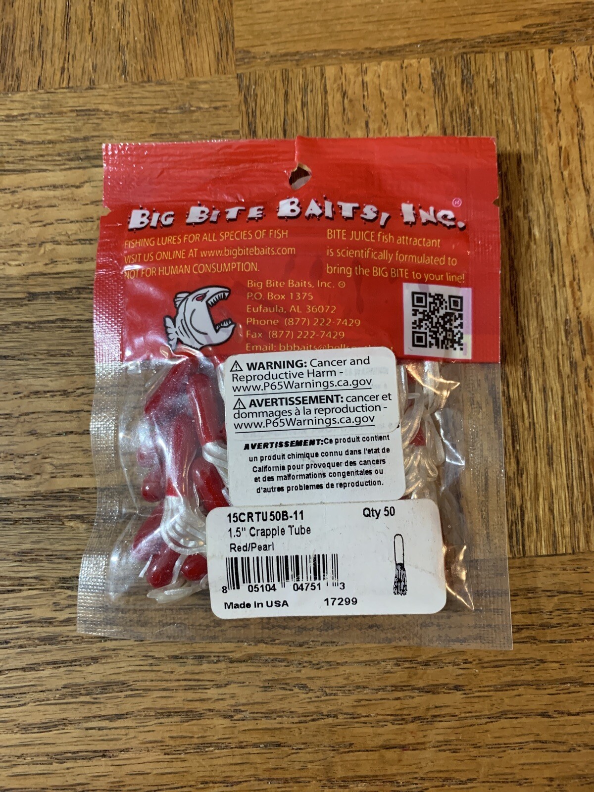 Big Bite Baits Crappie Tube Red Pearl - Image 3