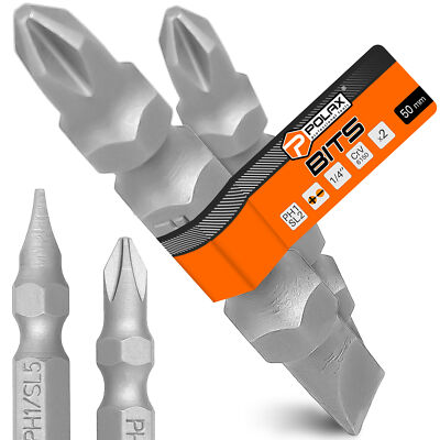 2x Doppelseitiger Bit PH1 SL5 50 mm Schrauberbit Magnetische Schraubendreherbit