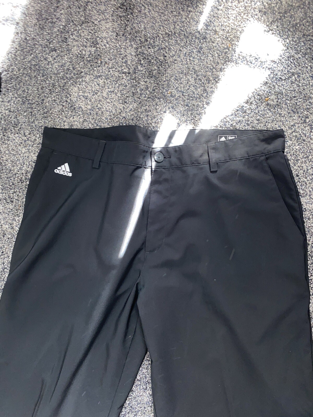 Mens Black Adidas 3Stripes Golf Pants Size 36x32 ILI Gem