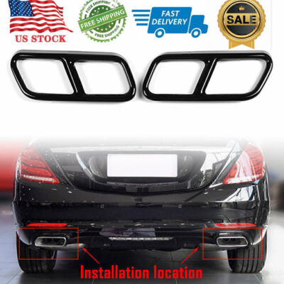 Exhaust Muffler Pipe Tip Tailpipe Cover Trim For Benz S Class W221 W222 2010-17