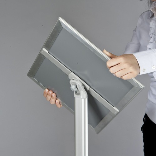 Soporte para letrero de pedestal con soporte para folleto transparente piso negro de pie - Imagen 19 de 20