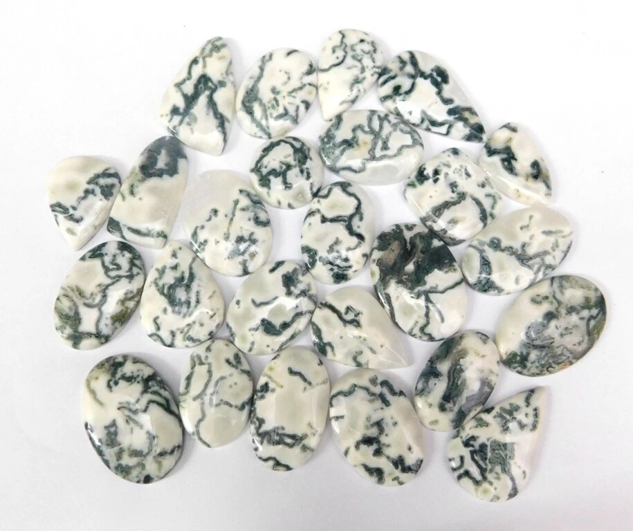 Lote de piedras preciosas sueltas de ágata de árbol natural cabujón de lujo de Foto 3 de 4