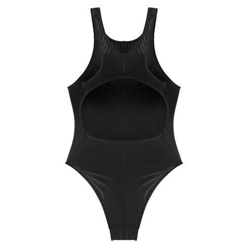 Hochglanz-Damen-Body einteilig ärmellose Bademode glänzend Badeanzüge Trikot - Bild 17 von 52