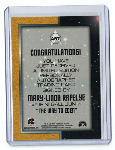 MARY-LINDA RAPELYE AUTOGRAPH CARD A97 2004 QUOTABLE STAR TREK ORIGINAL SERIES - Picture 2 of 4