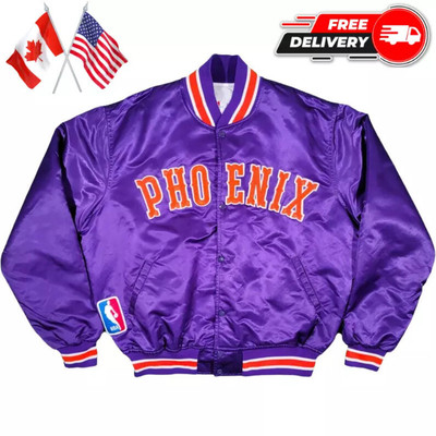Mens Phoenix Suns NBA Vintage 80s 90s  Satin Bomber Style Varsity Jacket
