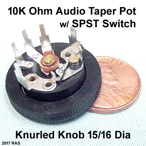 (3) 10K Ohm Audio Pot w/ On-Off Switch and Knurled Knob | eBay