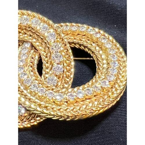 Pierre Balmain Haute Couture Goldtone Brooch Rhinestone Rings Paris box - Picture 4 of 9