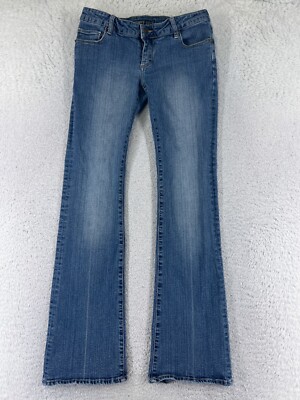 Wet Seal Pants Womens Blue Denim Jeans Flare Low Rise Embellished Cotton  28x31