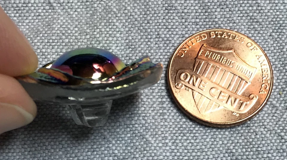 One Pink Green Gold Blue Luster Triangular Glass Shank Button 15/16" 24mm 8681 - Image 2 of 4