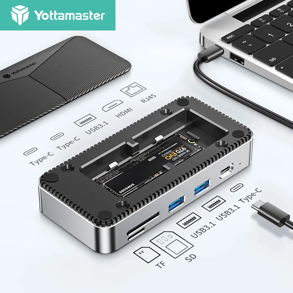 10 in 1 USB HUB with M.2 NVMe SATA SSD Enclosure Docking Station USB 3.0 Adapter 10 in 1 USB HUB with M.2 NVMe SATA SSD Enclosure Docking Station USB 3.0 Adapter