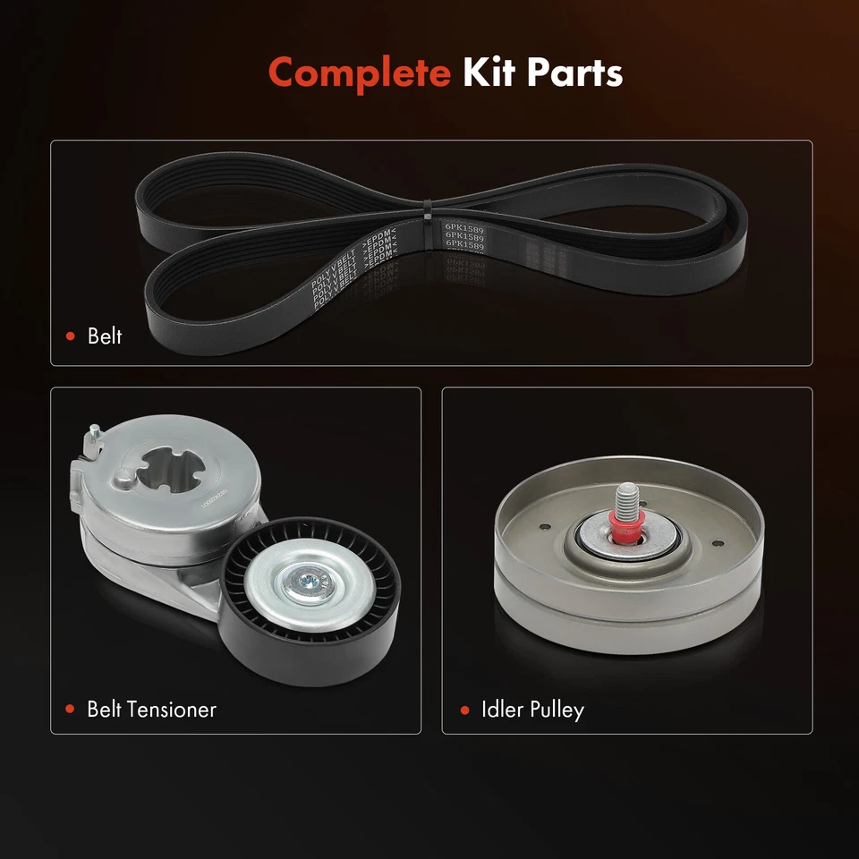 3x Kit de componentes de transmisión por correa serpentina para Audi A4 2010 2011 2012 A5 Quattro Q5 Foto 2 de 4