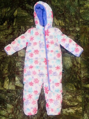 Spyder Toddler Girls Bright Pink Snowflakes Insulated Snowsuit size 24M EC