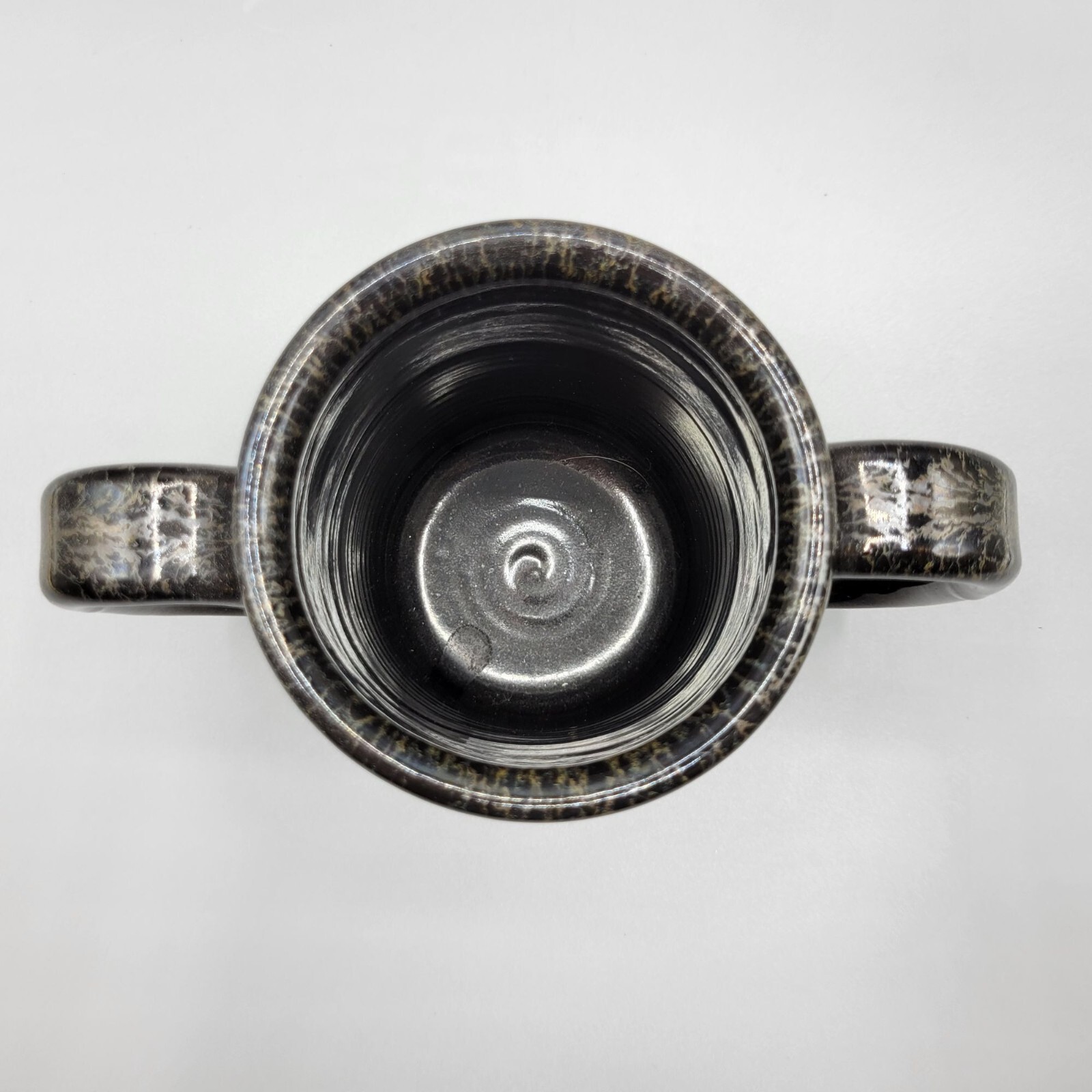 Sunset Hill Stoneware Mystic Monk Coffee Tea Mug Cup Dual Handles Black Drip