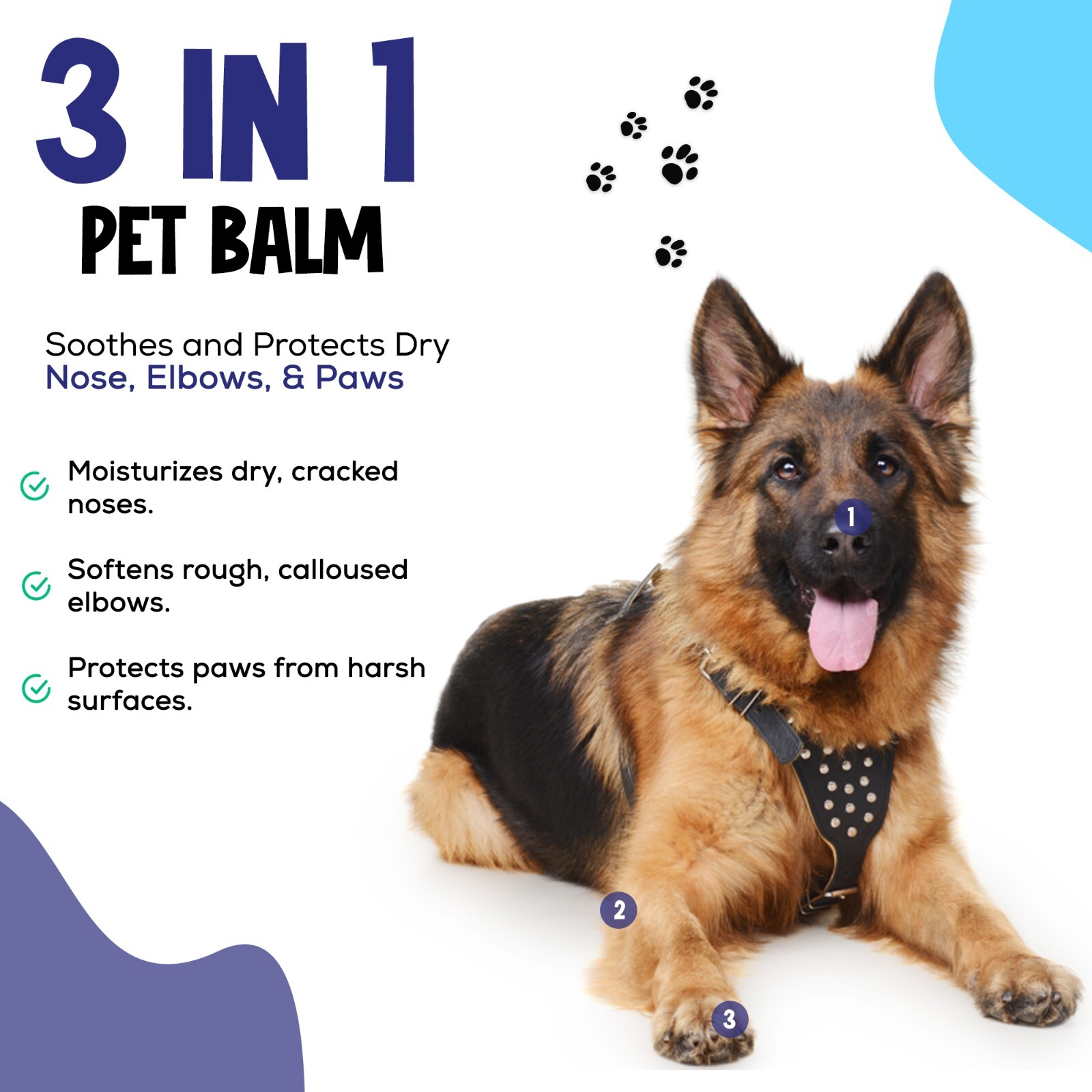 Dog Paw Balm with Shea Butter, Coconut Oil & Beeswax – 3-in-1 Natural Moisturize