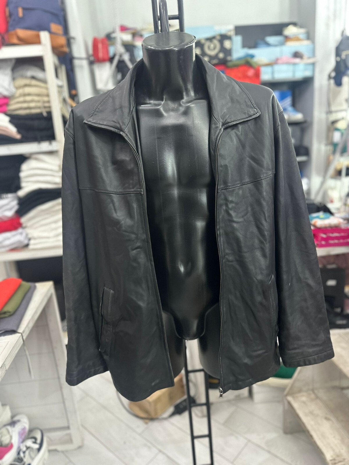 Zarro Black Leather Jacket for Men Size 54 LLV1118