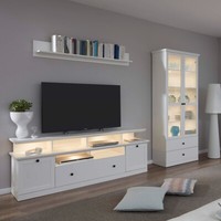 Trendteam Anbauwand Wohnwand Tv-MöBel Fernsehschrank Mediawand Weiß 3-Tlg