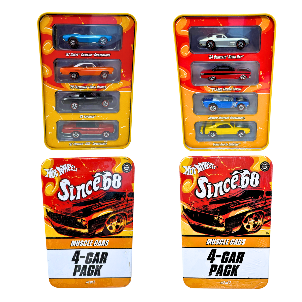 Hot Wheels Since '68 Muscle Cars 4-Car Pack #1 & 2 1:64