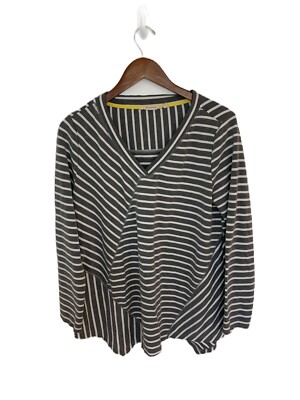 Soft Surroundings Asymmetrical Top Women s Size Large Gray White Stripes Comfy