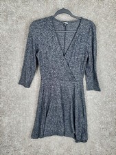 Express Marled Knit Flare Dress Womens M Black Stretch 3/4 Sleeve Career Casual